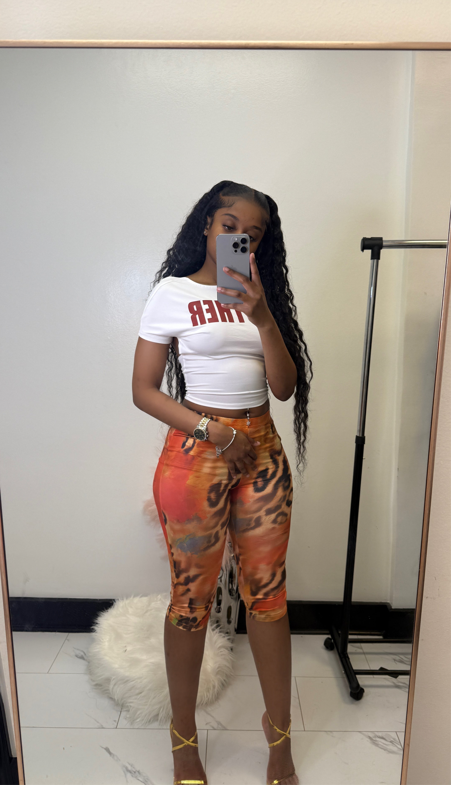 Floral Leopard Capri leggings