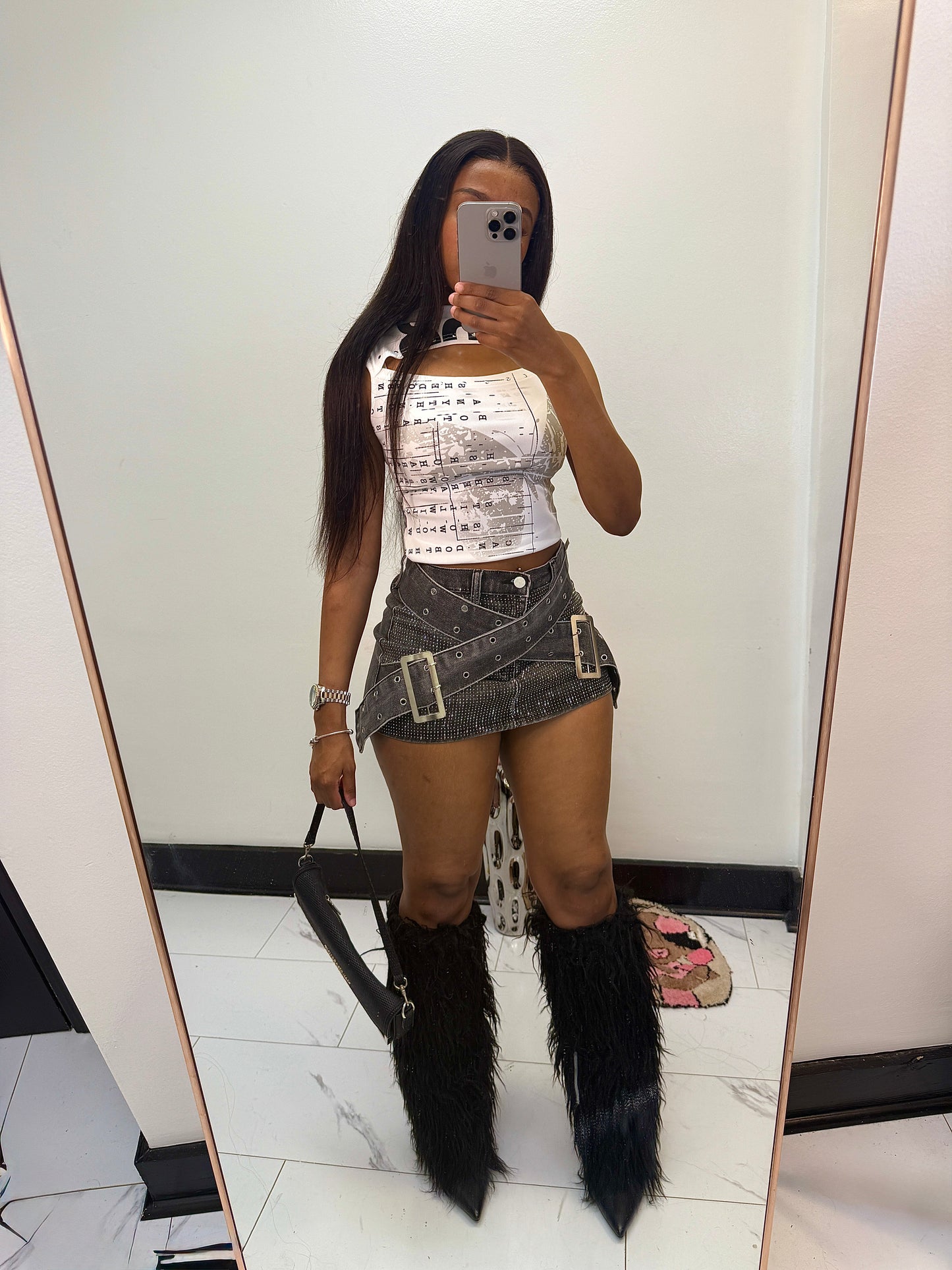 Cross me Denim Skirt