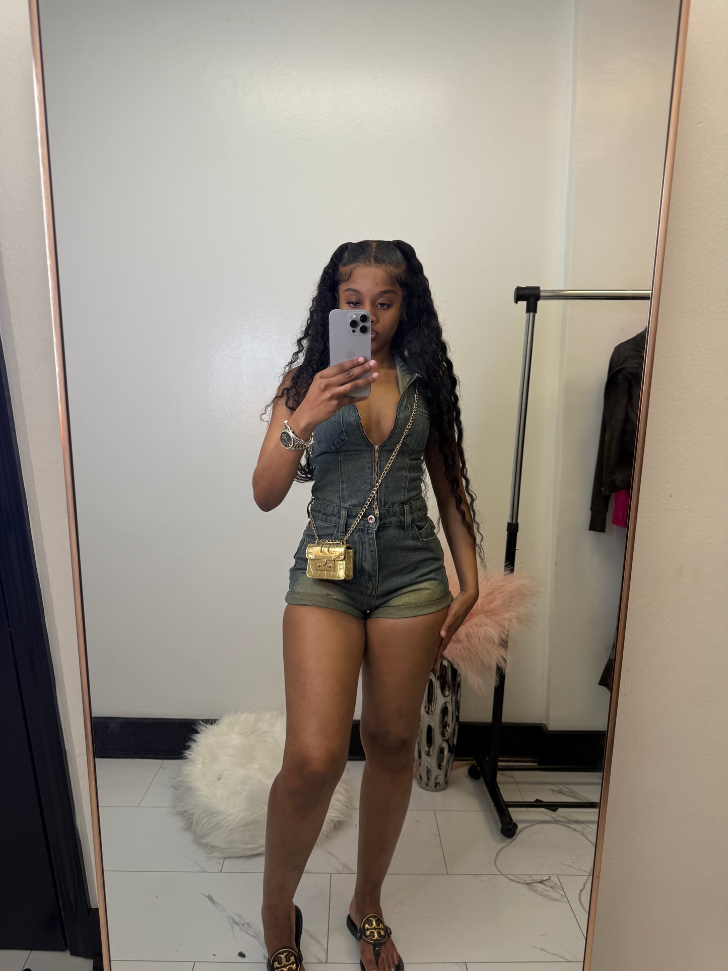 Halter style Denim Romper|Pre-order
