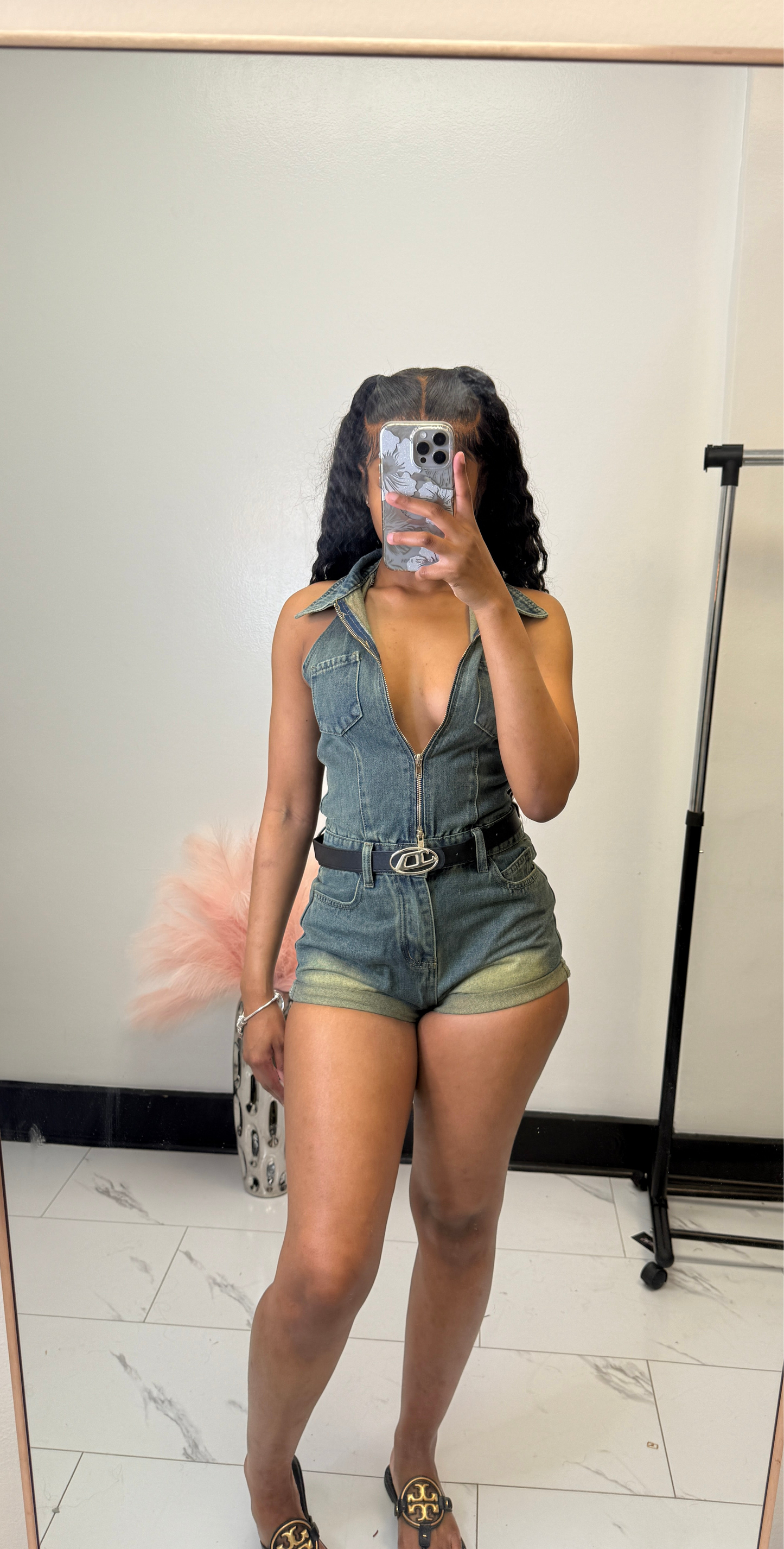 Halter style Denim Romper|Pre-order