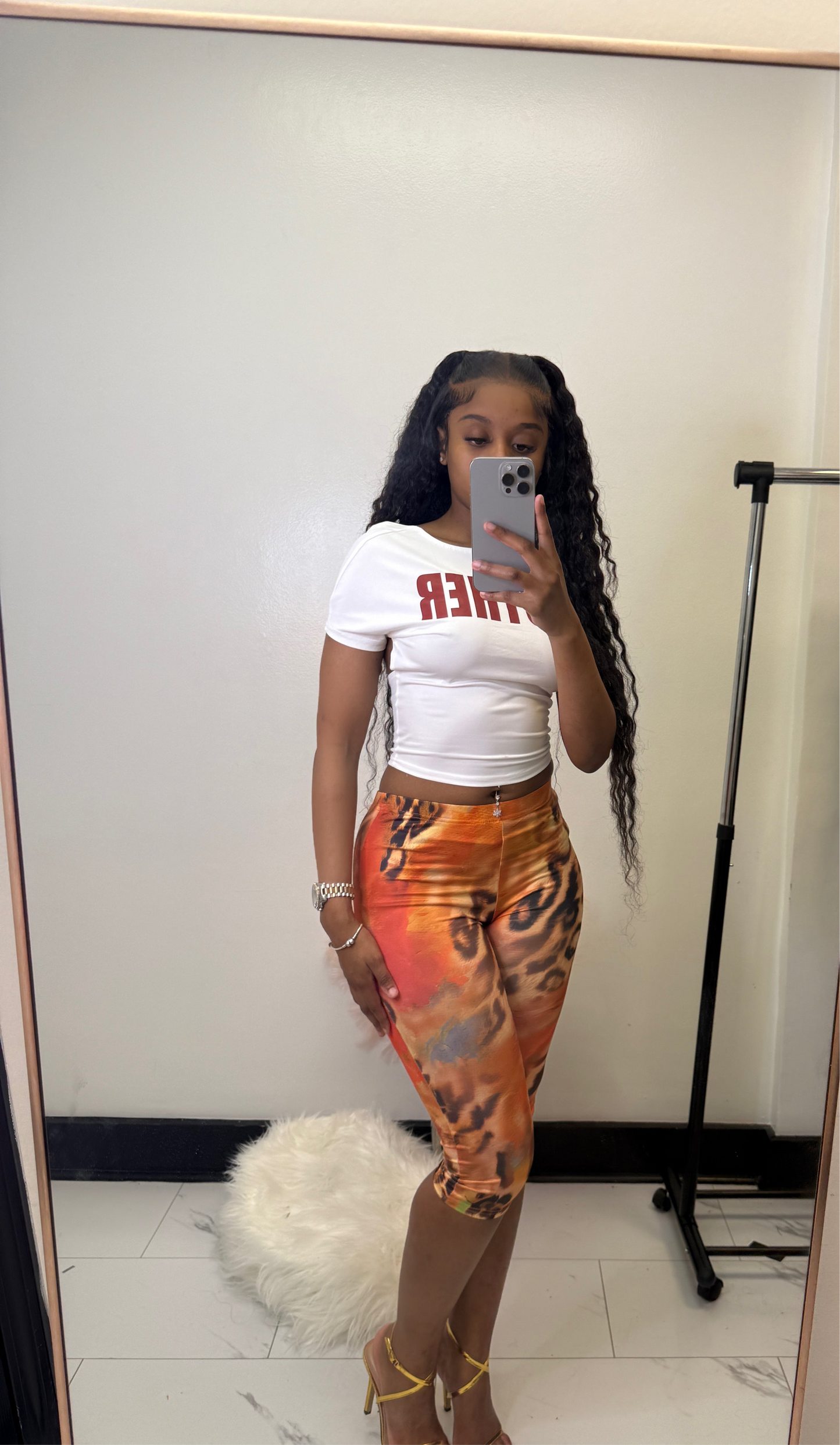 Floral Leopard Capri leggings