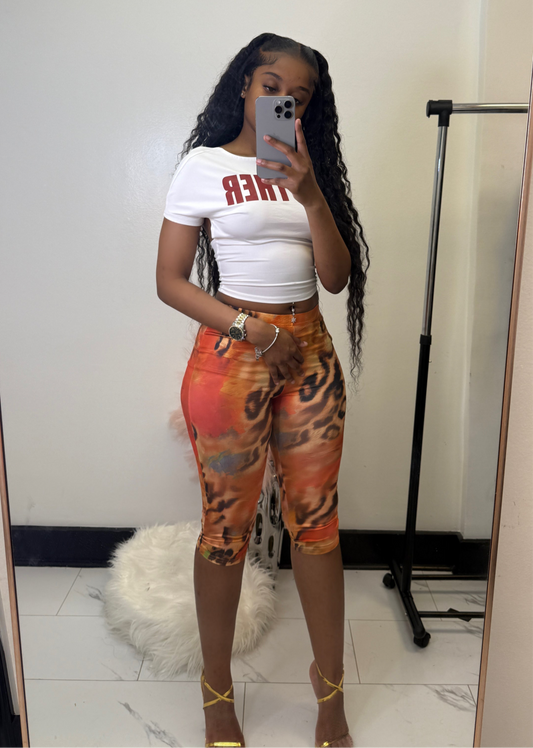Floral Leopard Capri leggings