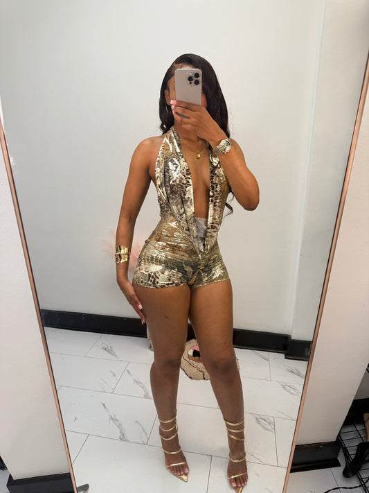 Golden foreign romper