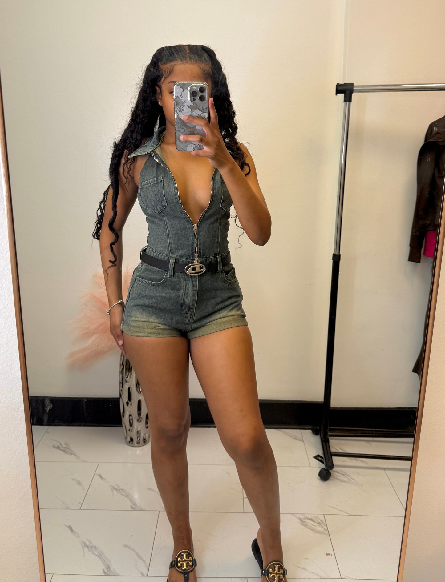 Halter style Denim Romper-RESTOCKED