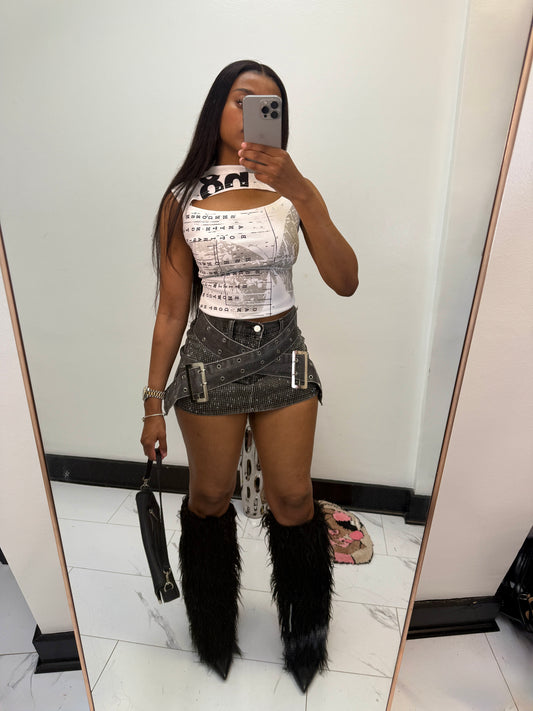 Cross me Denim Skirt