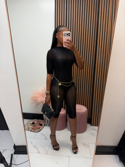 AfterDark Mesh Capri Jumpsuit