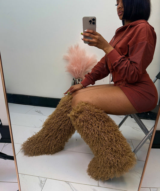 Teddy Fur Boots (Brown)