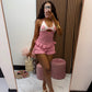 Pink Palm Knit Romper