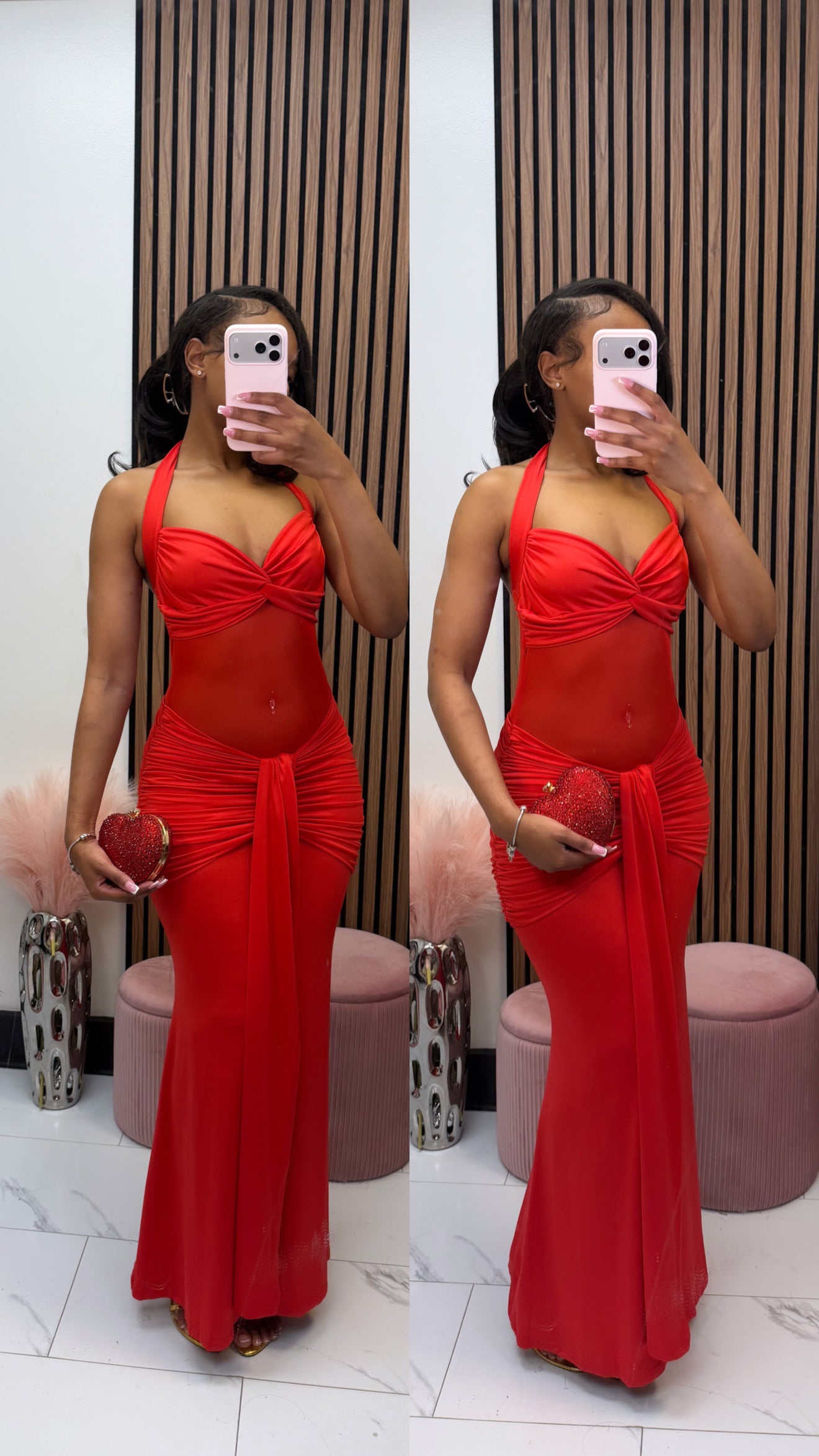 Valentine Rouge Halter Dress